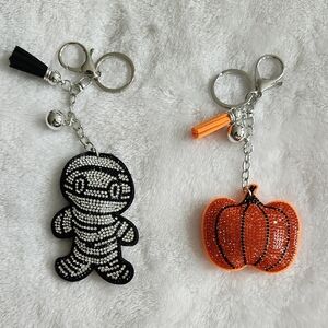 Halloween Mummy and Pumpkin Keychains Bag Charms